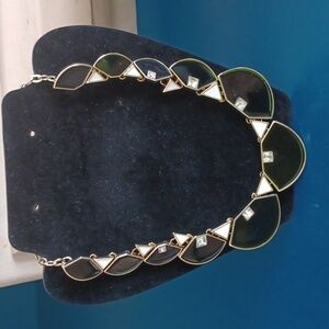 Black/Gold Statement Necklace, 10" drop